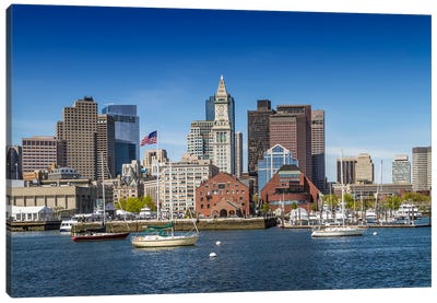 Boston North End And Financial District Skyline Canvas Art Print - Massachusetts Art