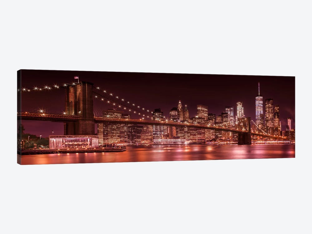 Panoramic Evening Impression Of New York City by Melanie Viola 1-piece Canvas Art