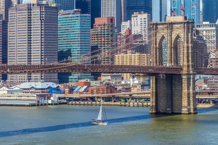 NYC East River With Brooklyn Bridge