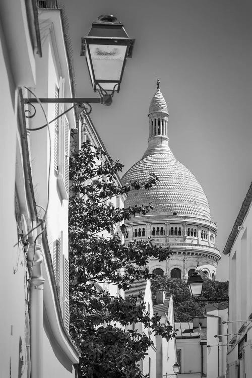 Paris Montmartre Alley With Sacre Coeur Dome