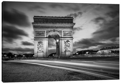 Paris Arc De Triomphe - Monochrome Canvas Art Print - Arc de Triomphe