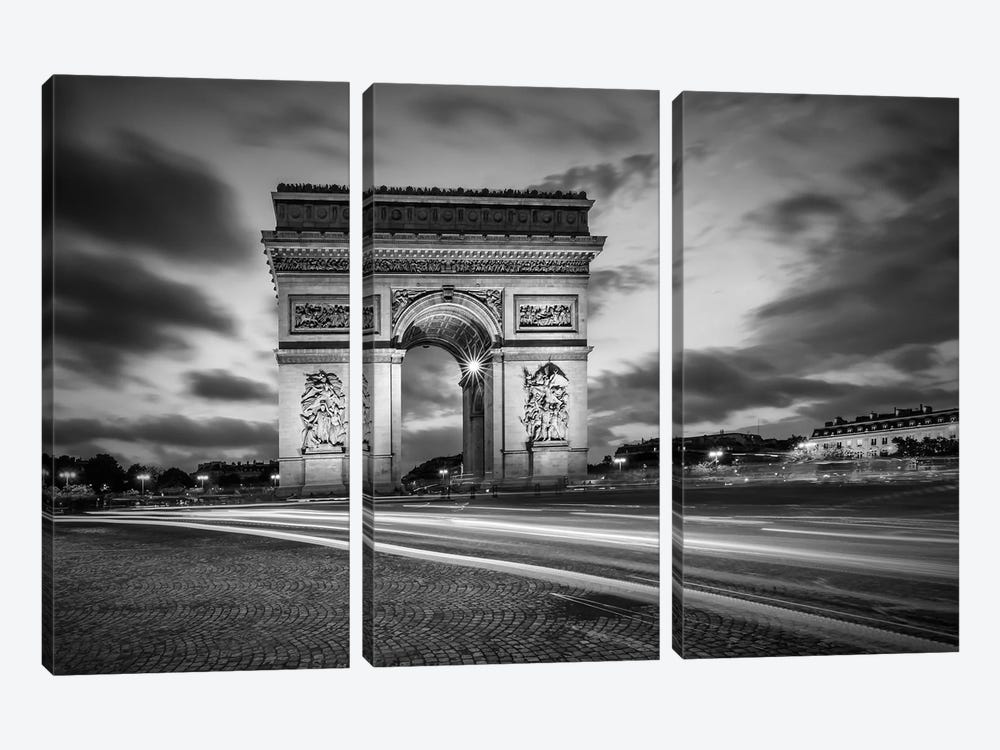 Paris Arc De Triomphe - Monochrome by Melanie Viola 3-piece Art Print