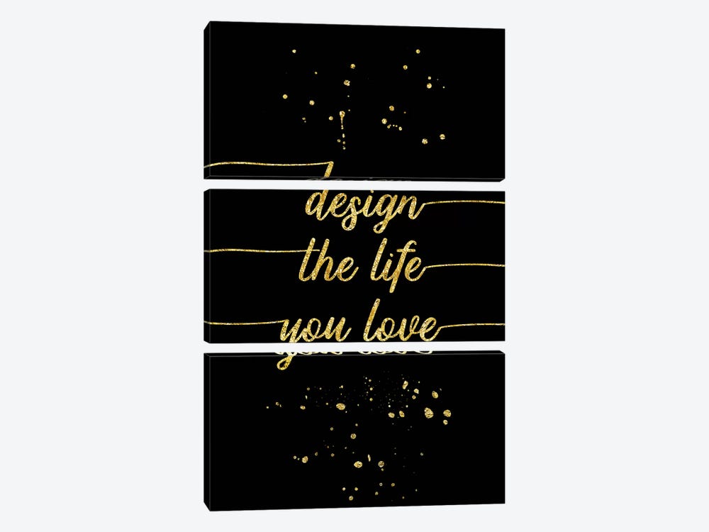 Gold Design The Life You Love by Melanie Viola 3-piece Canvas Print