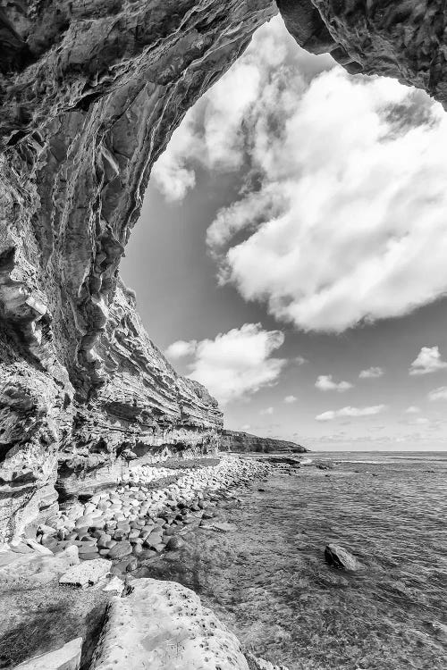 San Diego Monochrome Sunset Cliffs Coastline by Melanie Viola wall art