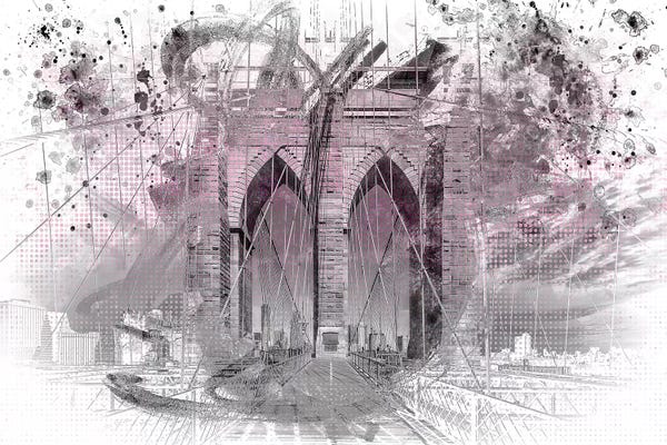 Brooklyn: Brooklyn Bridge In Pink by Melanie Viola