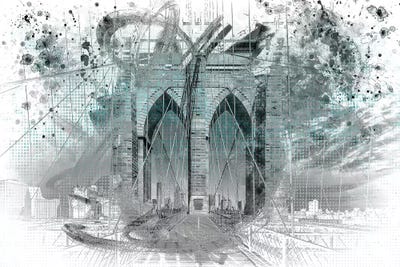 Brooklyn Bridge In Turquoise by Melanie Viola canvas print