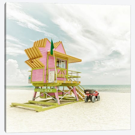 Miami Beach Florida Flair - Vintage Square Format Canvas Print #MEV1136} by Melanie Viola Canvas Art