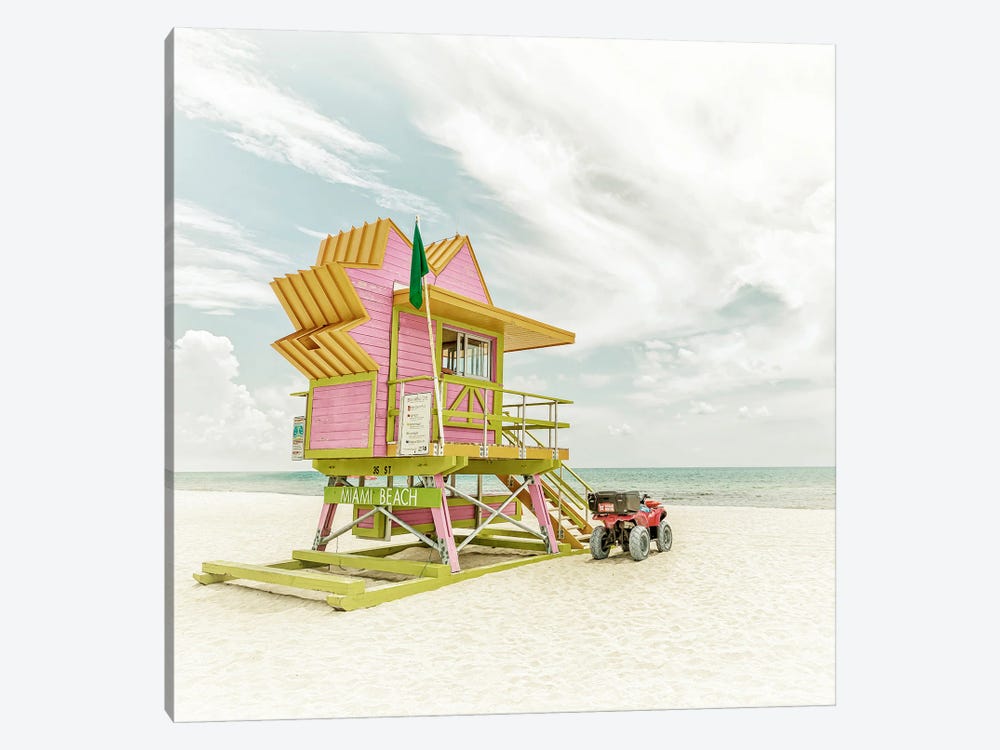 Miami Beach Florida Flair - Vintage Square Format by Melanie Viola 1-piece Canvas Artwork