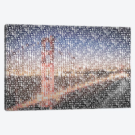 Typographic San Francisco Golden Gate Bridge Canvas Print #MEV113} by Melanie Viola Canvas Art