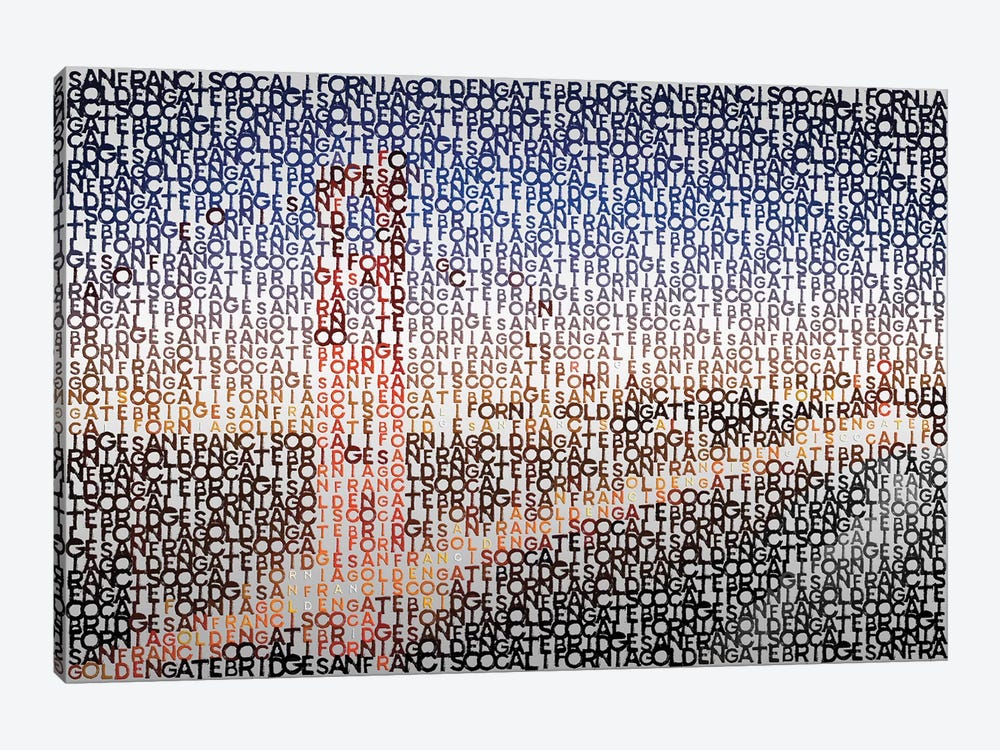 Typographic San Francisco Golden Gate Bridge by Melanie Viola 1-piece Canvas Print
