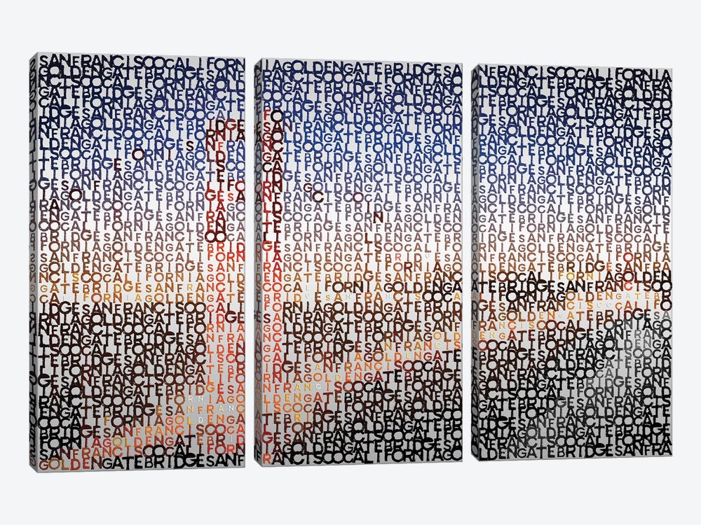 Typographic San Francisco Golden Gate Bridge by Melanie Viola 3-piece Art Print
