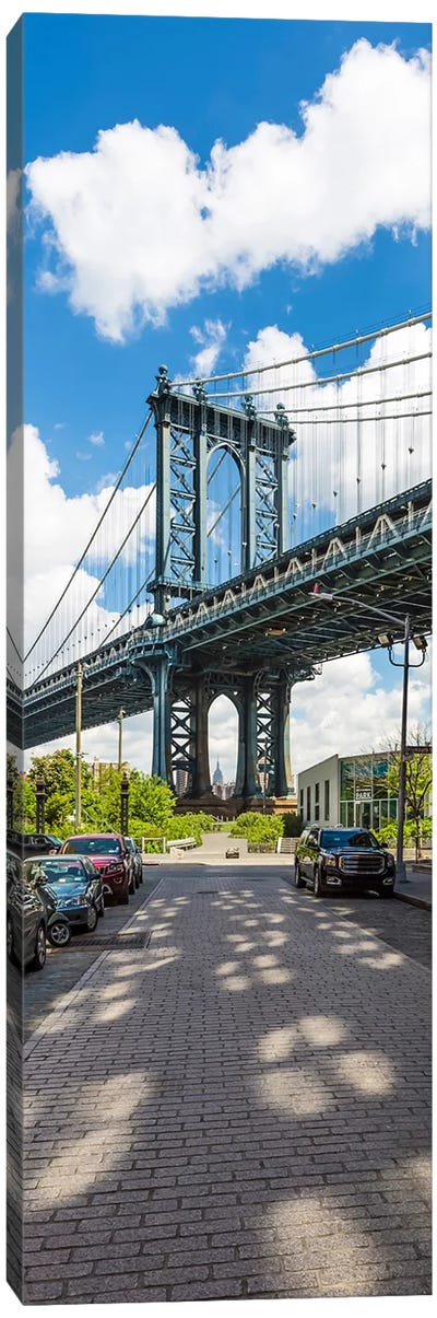 New York City Manhattan Bridge - Vertical Panorama Canvas Art Print - Brooklyn Bridge