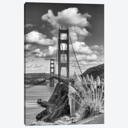 San Francisco Golden Gate Bridge - Monochrome Canvas Print #MEV1161} by Melanie Viola Canvas Artwork