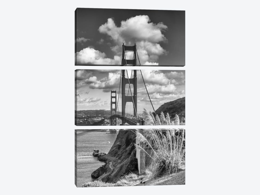 San Francisco Golden Gate Bridge - Monochrome by Melanie Viola 3-piece Canvas Art