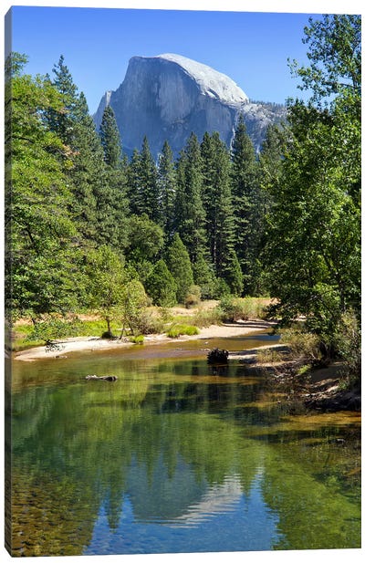 Yosemite Valley Half Dome And River Of Mercy Canvas Art Print - Yosemite National Park Art