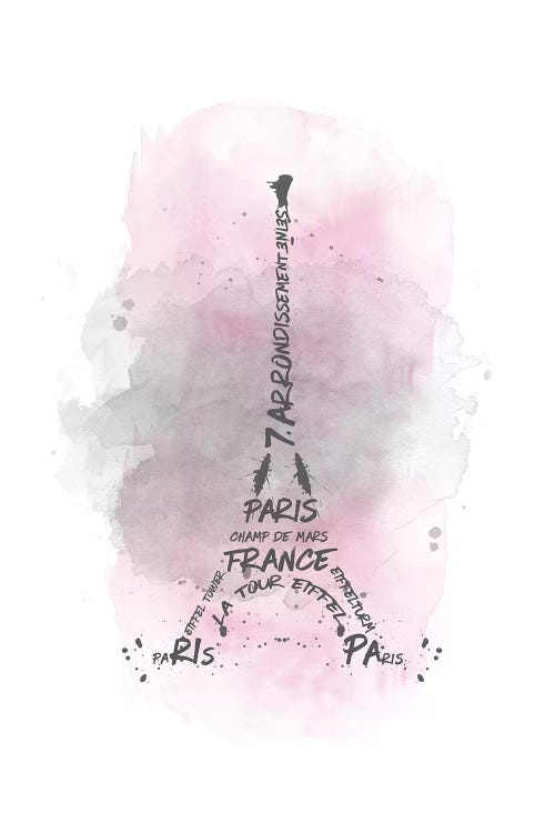 Watercolor Art Eiffel Tower In Pink