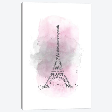 Watercolor Art Eiffel Tower In Pink Canvas Print #MEV116} by Melanie Viola Canvas Art Print