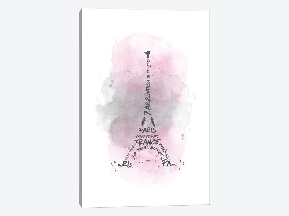 Watercolor Art Eiffel Tower In Pink by Melanie Viola 1-piece Canvas Artwork