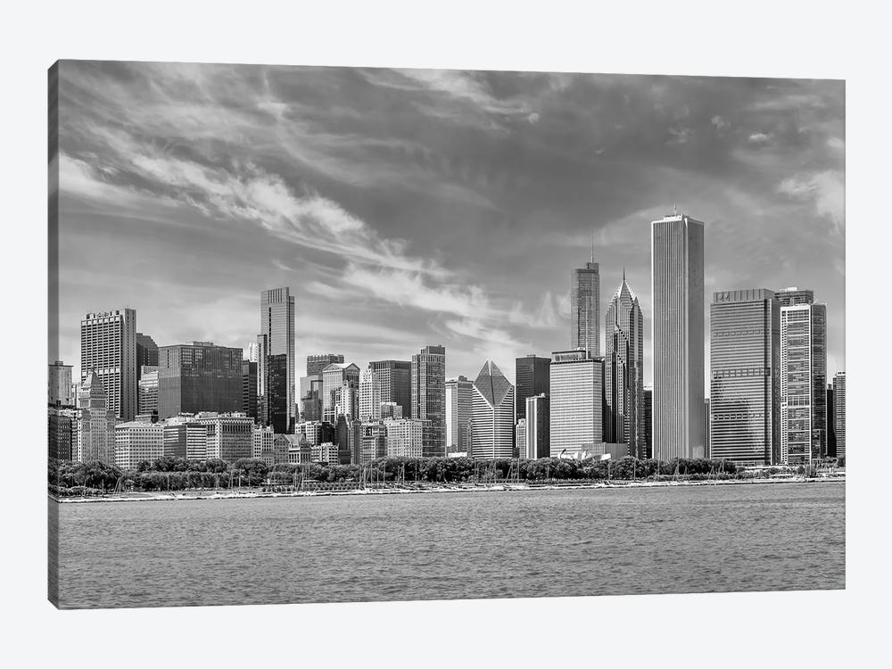 Monochrome Chicago Skyline by Melanie Viola 1-piece Canvas Art