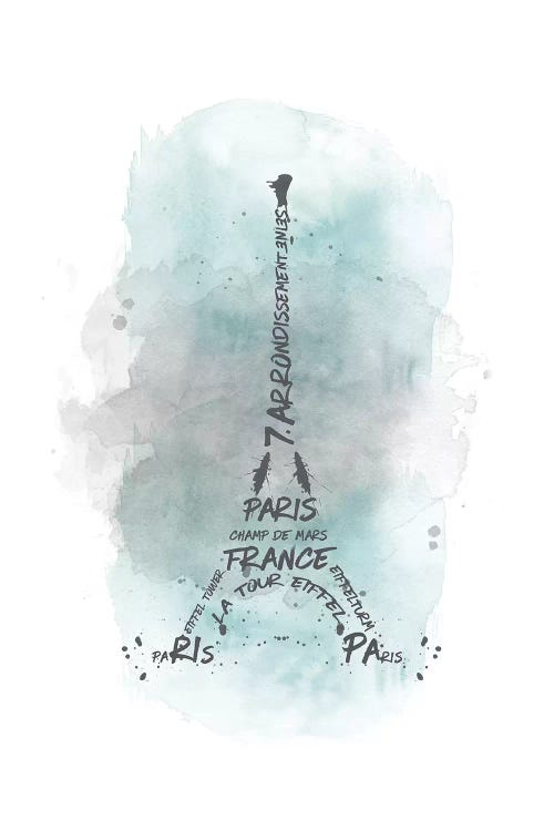 Watercolor Art Eiffel Tower In Turquoise