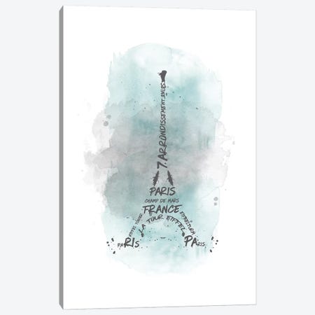 Watercolor Art Eiffel Tower In Turquoise Canvas Print #MEV117} by Melanie Viola Canvas Print