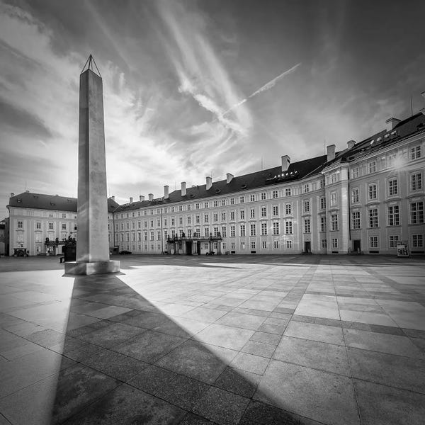 Castles & Palaces: Monochrome Prague Castle - Third Courtyard With Obelisk by Melanie Viola