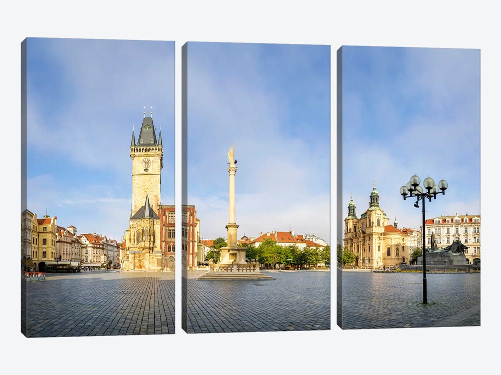Gorgeous Old Town Square In Prague by Melanie Viola 3-piece Canvas Wall Art