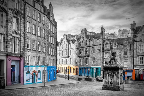 Scotland: Edinburgh Historic Drinking Fountain In Old Town - Colorkey by Melanie Viola