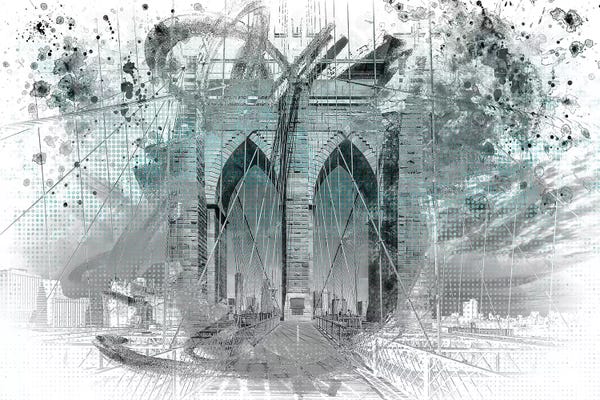 Brooklyn: Brooklyn Bridge In Turquoise by Melanie Viola