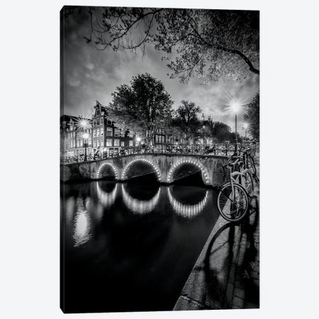 Amsterdam Idyllic Nightscape From Keizersgracht Canvas Print #MEV121} by Melanie Viola Canvas Art Print