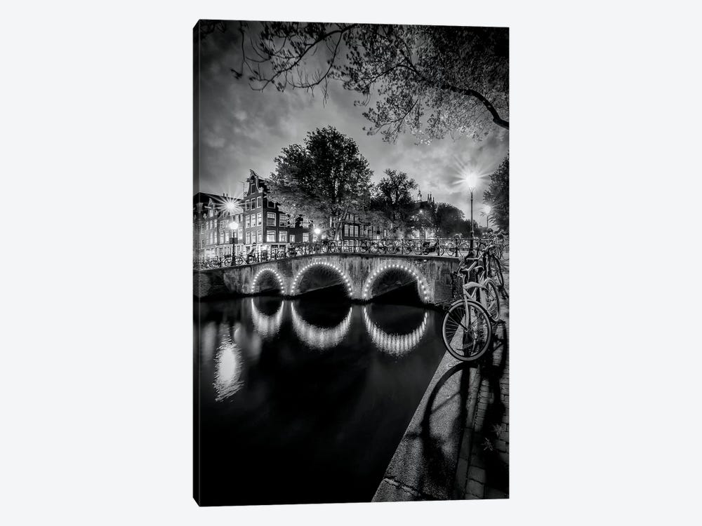 Amsterdam Idyllic Nightscape From Keizersgracht by Melanie Viola 1-piece Canvas Artwork