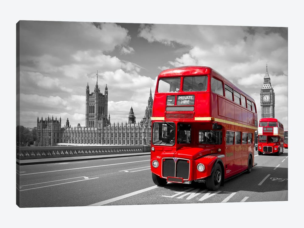 Red Buses In London by Melanie Viola 1-piece Art Print