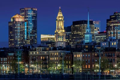 Boston Evening Skyline Of North End & Financial District by Melanie Viola art print