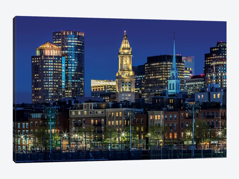Boston Evening Skyline Of North End & Financial District by Melanie Viola 1-piece Canvas Art