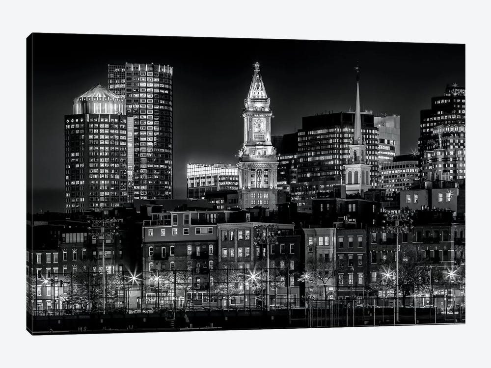 Boston Evening Skyline Of North End & Financial District by Melanie Viola 1-piece Canvas Art Print