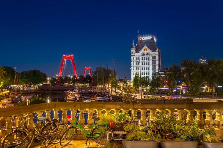 Oude Haven With Willemsbrug And Witte Huis By Night