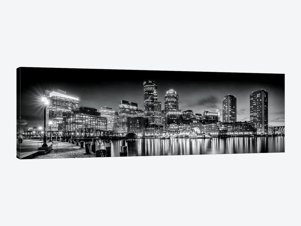 Boston Fan Pier Park & Skyline In The Evening by Melanie Viola 1-piece Canvas Art
