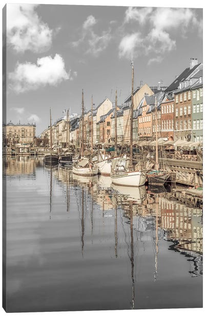 Copenhagen Vintage Impression Canvas Art Print - Harbor & Port Art