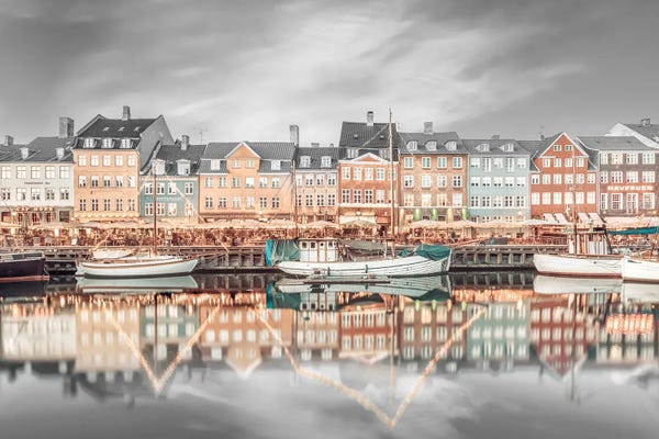 Harbors: Copenhagen Vintage Nyhavn Idyllic Evening Impression by Melanie Viola
