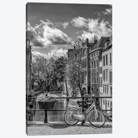 Utrecht Oudegracht With View In Southern Direction - Monochrome Canvas Print #MEV1289} by Melanie Viola Canvas Print