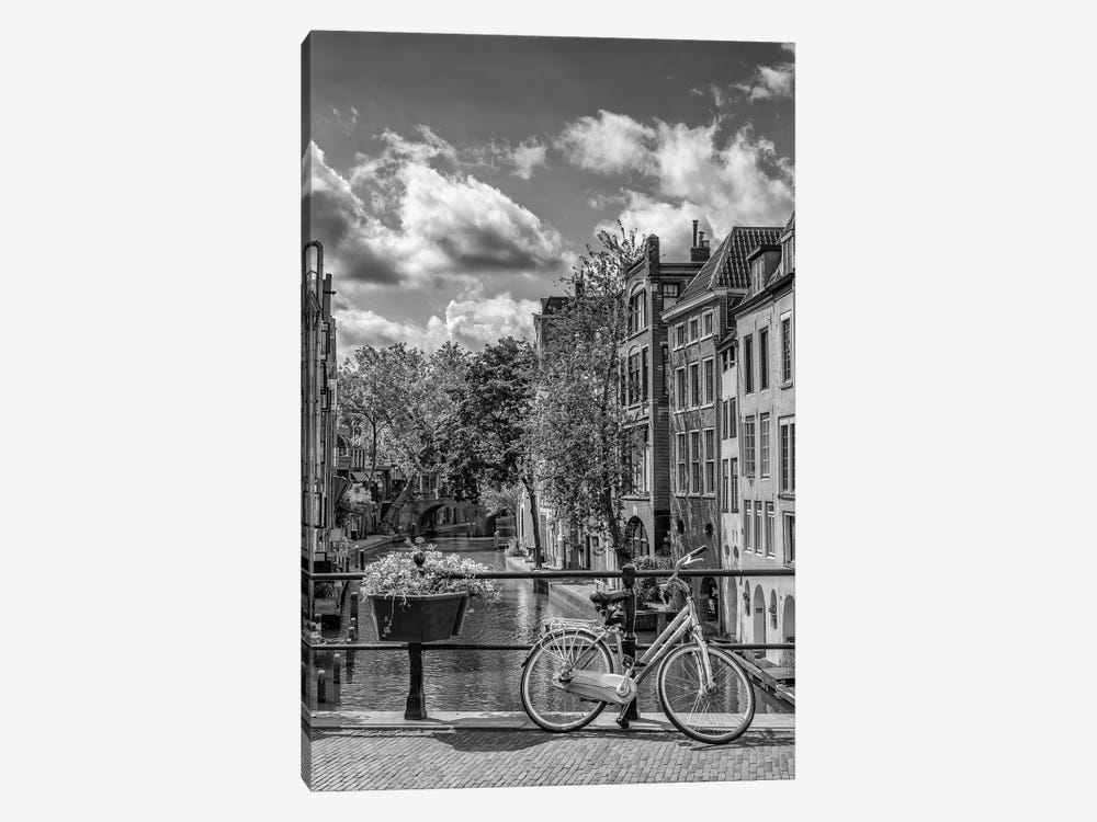 Utrecht Oudegracht With View In Southern Direction - Monochrome by Melanie Viola 1-piece Canvas Artwork