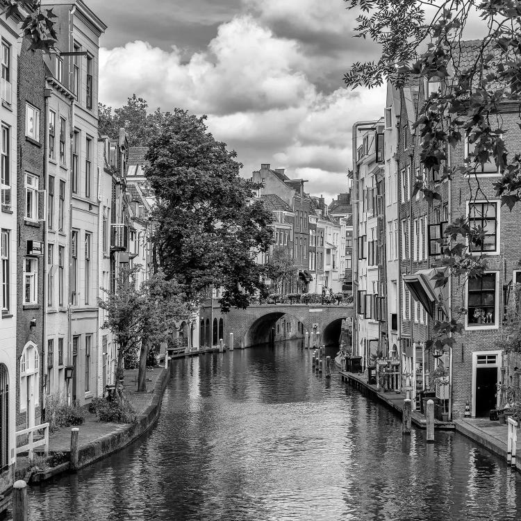 Oudegracht With View To Gaardbrug, Utrecht - Monochrome