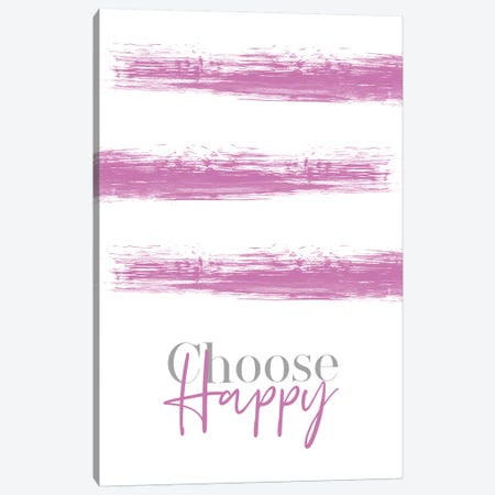 Choose Happy Pink Canvas Print #MEV129} by Melanie Viola Art Print