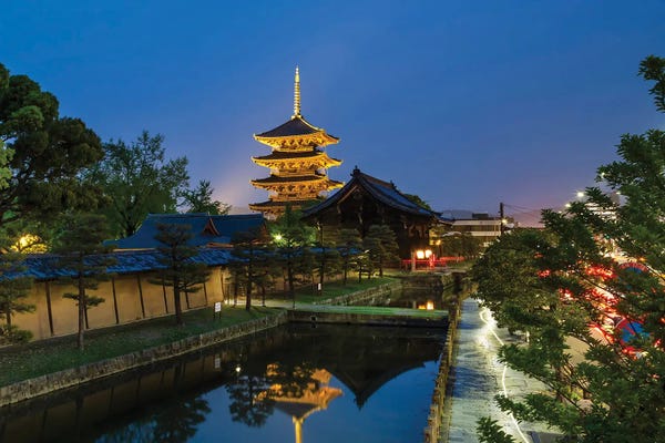 Kyoto: Picturesque Kyoto Impression Of To-Ji In The Evening by Melanie Viola