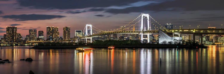 Gorgeous Rainbow Bridge And Tokyo Skyline At Sunset - Panorama