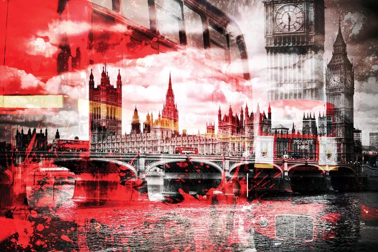 London Red Bus Composing by Melanie Viola wall art