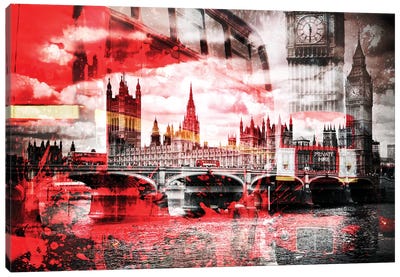 London Red Bus Composing Canvas Art Print - Melanie Viola