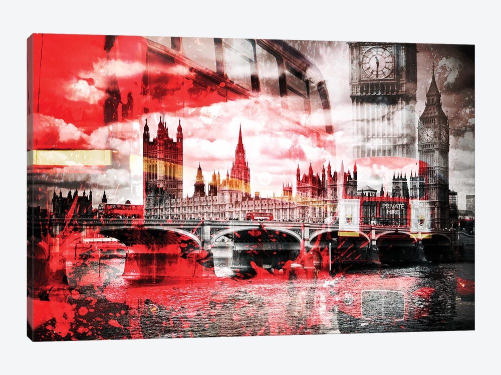 London Red Bus Composing by Melanie Viola 1-piece Canvas Wall Art