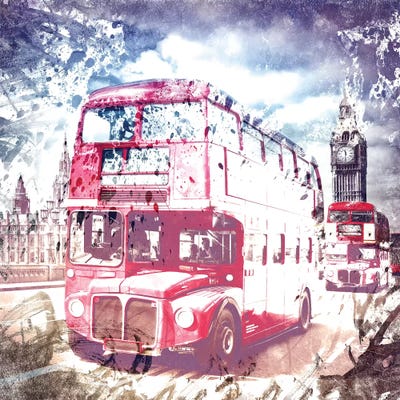 London Red Buses On Westminster Bridg Canvas Artwork Melanie Viola