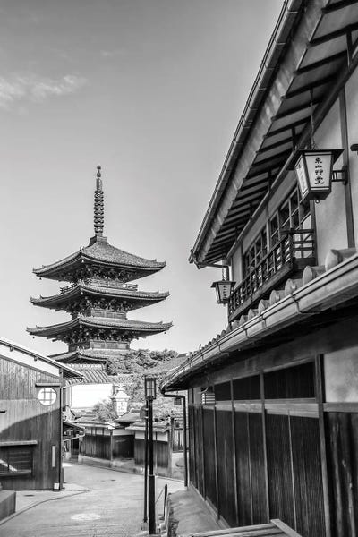 Melanie Viola: Historic Kyoto With Yasaka Pagoda - Monochrome by Melanie Viola